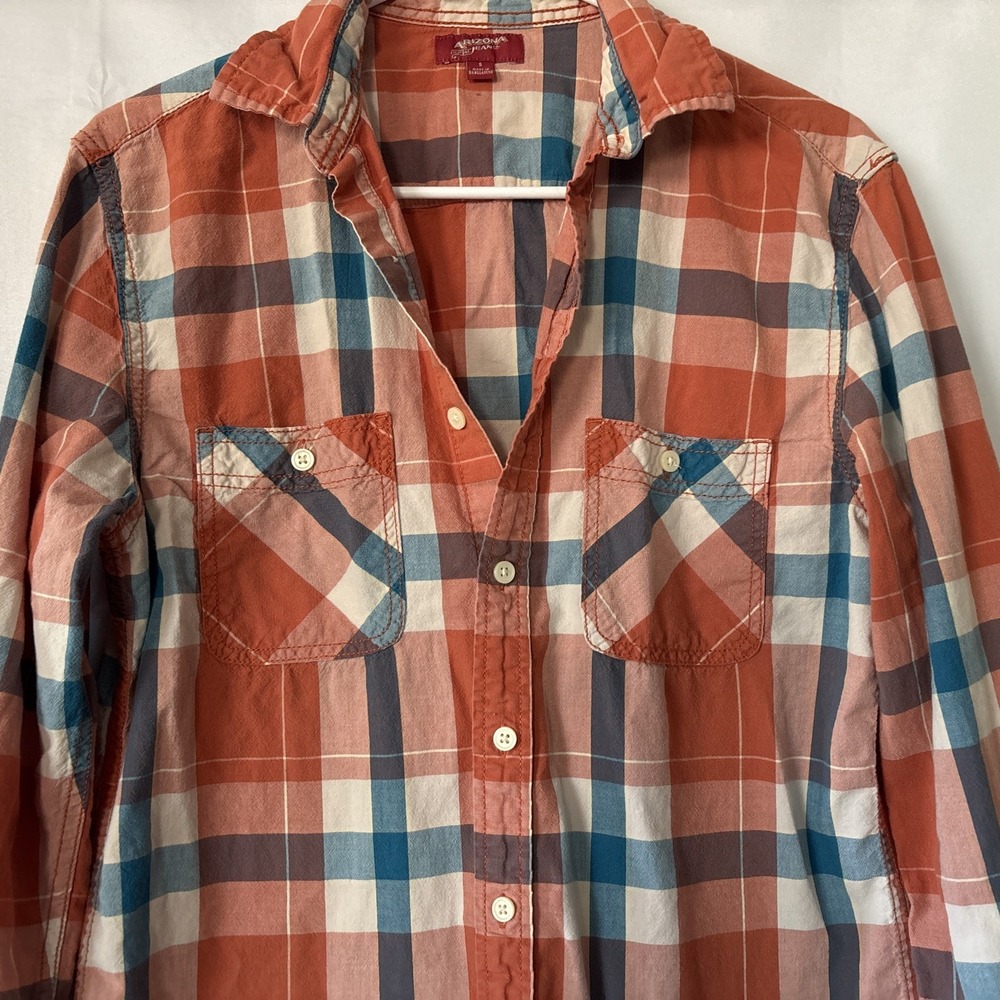 Arizona Junior /Women's S Ginger Spice Plaid Button Up L Sleeve Shirt Bella Swan - Picture 3 of 6